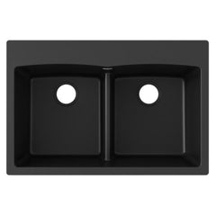 ELKAY Elkay ELGDLB3322BK0 Quartz Classic Equal Double Bowl Drop-in Sink with Aqua Divide