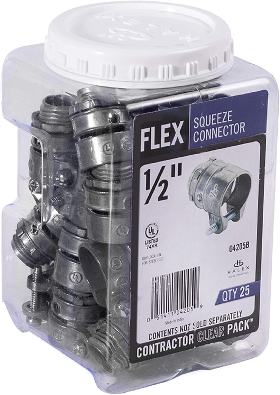 HALEX HALEX 04205B Flexible Metal Conduit (FMC) Squeeze Connector 25 Per Pack