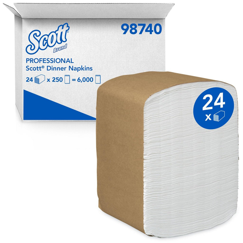 KIMBERLY-CLARK Scott 98740 Paper Napkins 1 Ply White 12 Pack