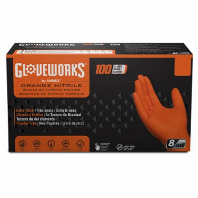 AMMEX Ammex Corporation GWON46100 Nitrile Gloves Large Orange 100CT