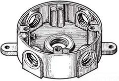 MULBERRY METAL PRODUCTS Mulberry Metal Products 30326 Weatherproof Round Box 5 Outlets 5 Knockouts 3/4 in Hub