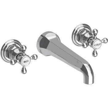 NEWPORT BRASS Newport Brass 3-921/26 Lavatory Faucet Astor Wall Mount 8 Inch Spread 2 Cross ADA Watersense 1.2 Gallons Per Minute Brass Less Drain Spout Reach 7-1/2 Inch
