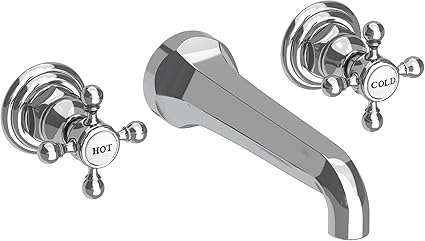 NEWPORT BRASS Newport Brass 3-921/26 Lavatory Faucet Astor Wall Mount 8 Inch Spread 2 Cross ADA Watersense 1.2 Gallons Per Minute Brass Less Drain Spout Reach 7-1/2 Inch