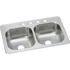 ELKAY Elkay DSE233213 Dayton Stainless Steel 33 inches x 21-1/4 inches x 8-1/16 inches, Equal Double Bowl Drop-in Sink