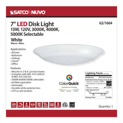 SATCO Satco 62-1664 7 inches LED Disk Light 13W REPLACEMENT 62-1801R1