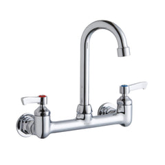 ELKAY Elkay LK940GN04L2H Commercial Faucet Wall Mount 8 Inch Spread 2 Inch Lever ADA Chrome 3-5/8 Inch Gooseneck Length
