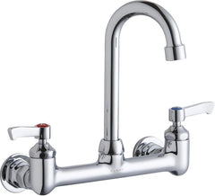 ELKAY Elkay LK940GN04L2H Commercial Faucet Wall Mount 8 Inch Spread 2 Inch Lever ADA Chrome 3-5/8 Inch Gooseneck Length