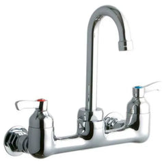 ELKAY Elkay LK940GN04L2H Commercial Faucet Wall Mount 8 Inch Spread 2 Inch Lever ADA Chrome 3-5/8 Inch Gooseneck Length