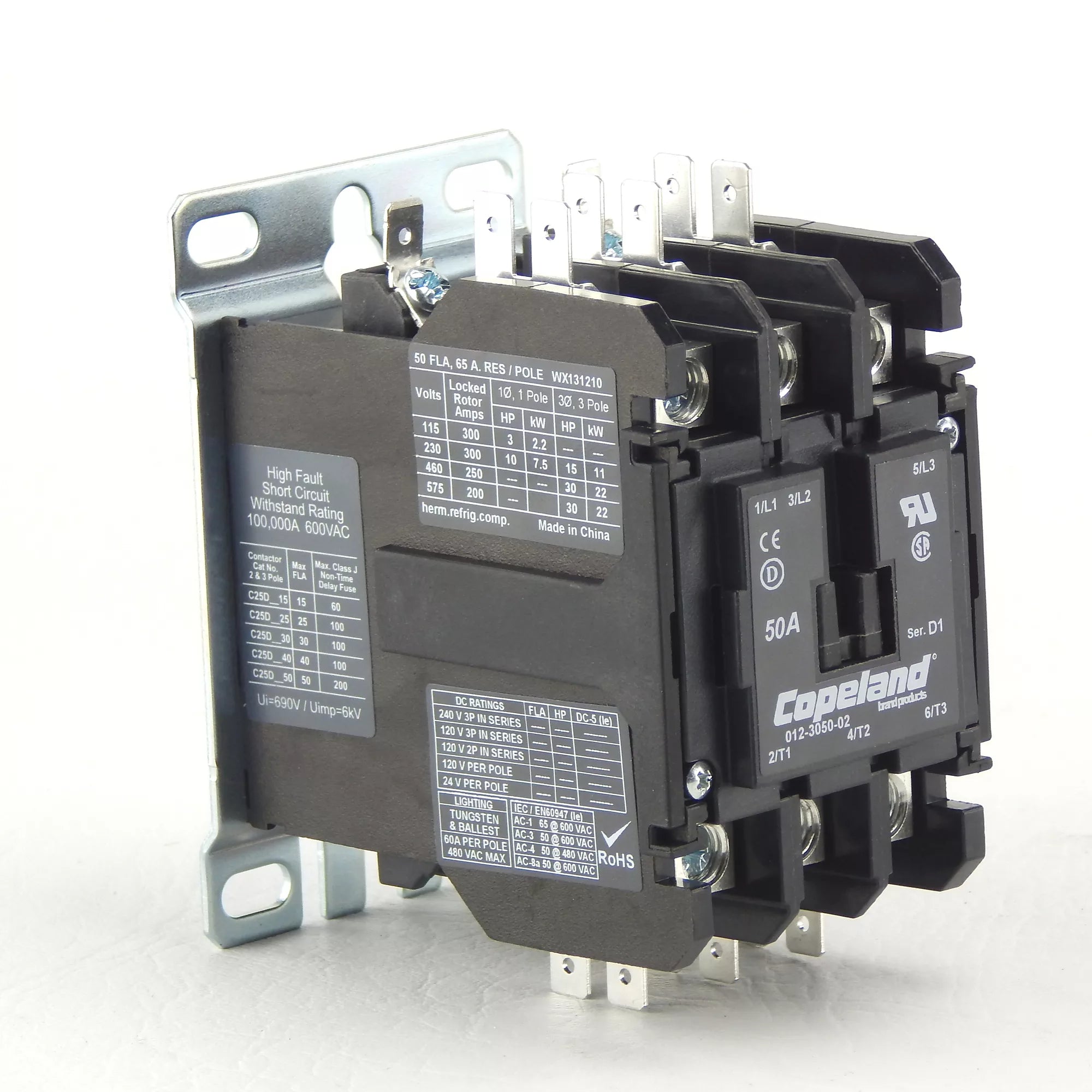 COPELAND Copeland 912-3050-02 Contactor 208 Volt 3 Pole 50 Amp