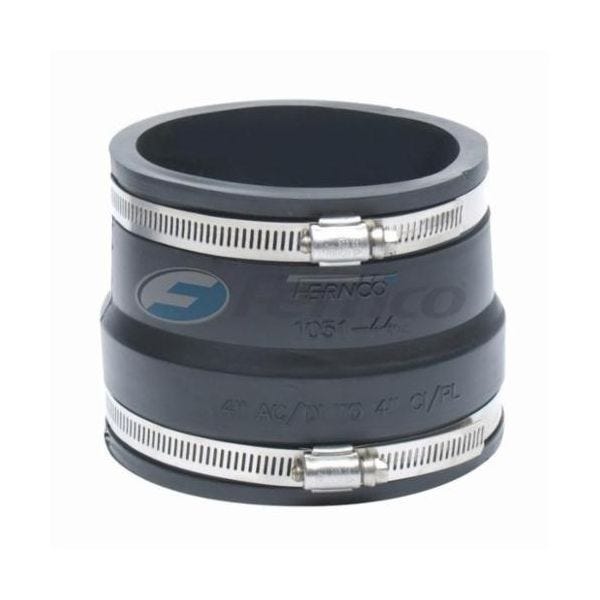 FERNCO Fernco 1051-44 Flexible Pipe Coupling 4 in, AC/Ductile Iron x Cast Iron/Plastic, PVC