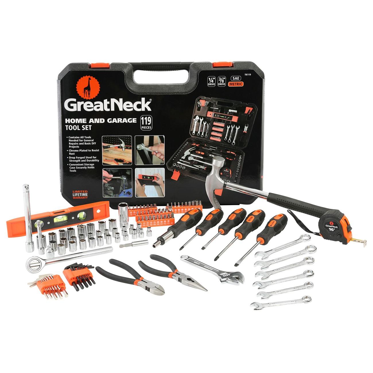 GREAT NECK Great Neck TK119 119-Piece Tool Set with Case