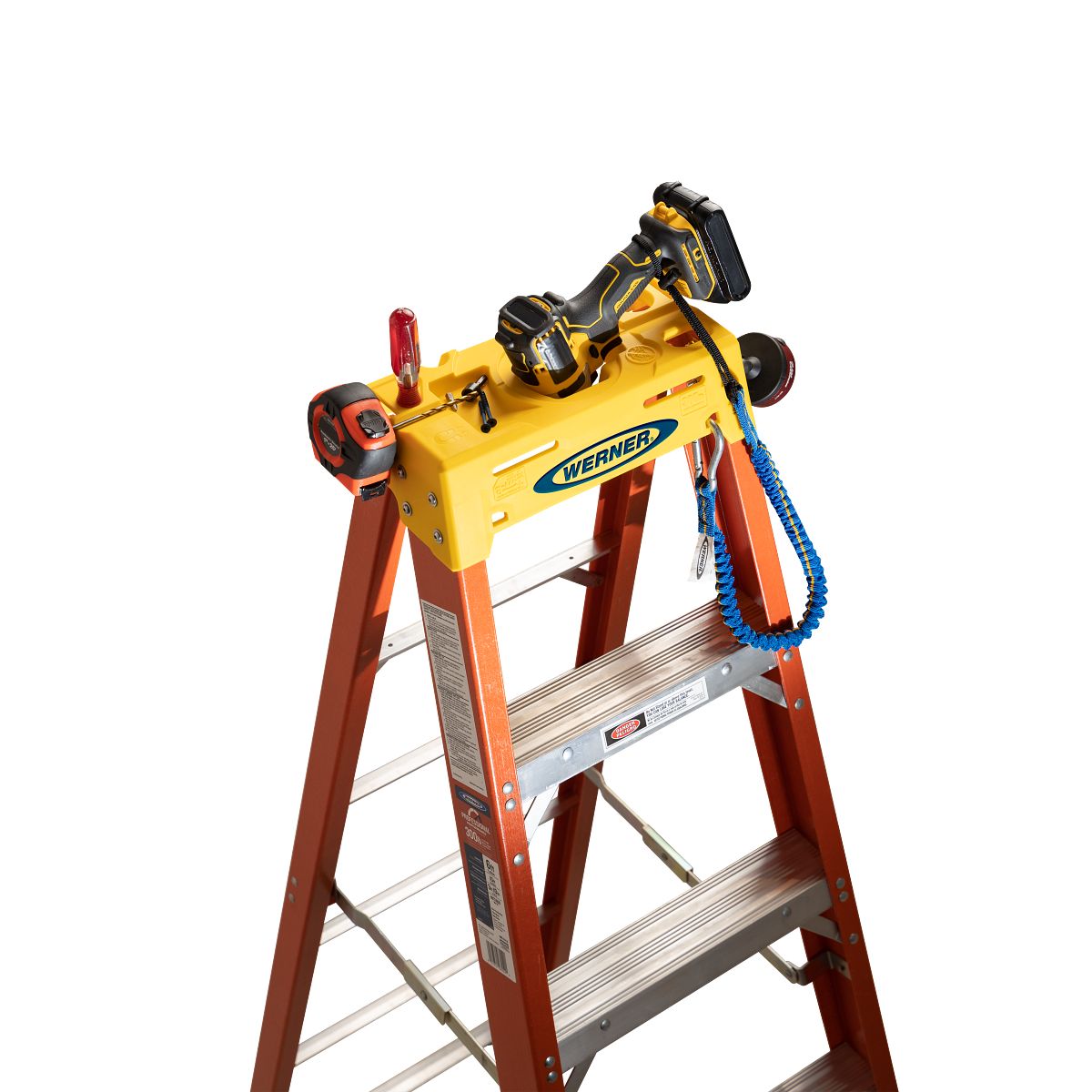 WERNER Werner 6206 6 feet Fiberglass Step Ladder with Plastic Tool Tray 300 lb Cap