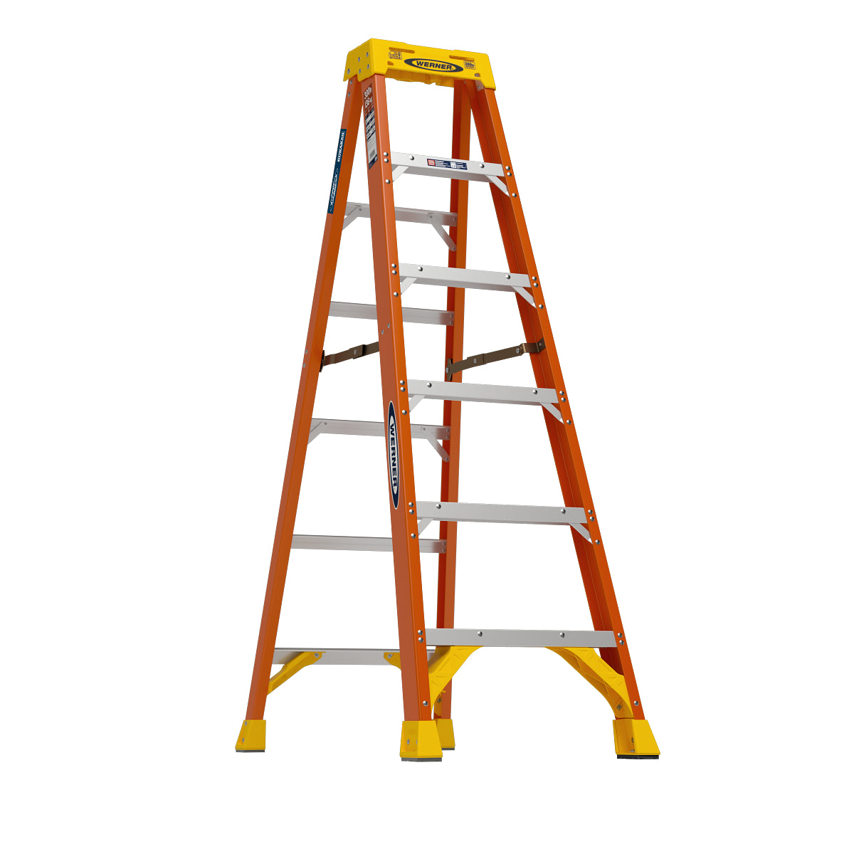 WERNER Werner 6206 6 feet Fiberglass Step Ladder with Plastic Tool Tray 300 lb Cap