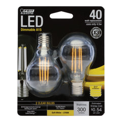 FEIT ELECTRIC Feit Electric BPA1540N/827/LED/2 Decorative Glass Filament A15 4.5W (Pack of 2) 40W