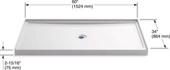 KOHLER Kohler 8649-96 Rely® 60 inches x 34 inches Single-Threshold Shower Base with Center Drain