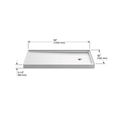 KOHLER Kohler 8642-96 Rely 60 inches x 30 inches Shower Base With Right-Hand Drain
