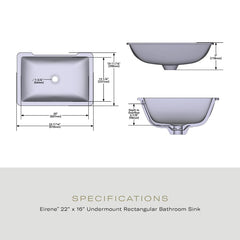 ROHL Rohl ERUB2216RTWH Eirene 22 inches x 16 inches Undermount Rectangular Lavatory Sink