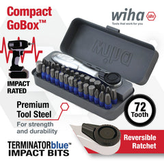 WIHA Wiha 76889 Impact Go Box Bit Set, With Mini Ratchet, 32 Pieces