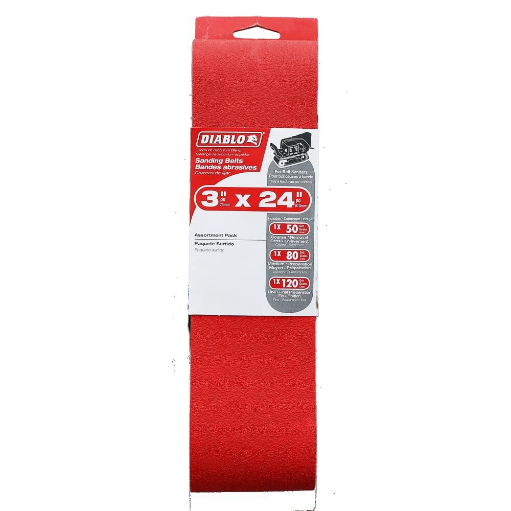 DIABLO Diablo DCB324ASTS03G Assorted Belt Pack 3 in. x 24 in. (3-Piece)