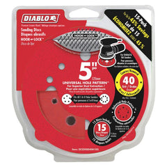 DIABLO Diablo DCD050040H15G 5 in. 40 Grit (Ultra Coarse) ROS Hook & Lock Discs (15-Pack)