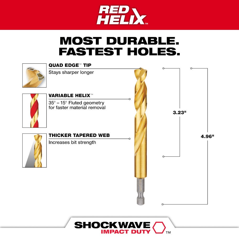 MILWAUKEE Milwaukee 48-89-4626 Shockwave Titanium Hex 29/64 inches Diameter, Drill Bit