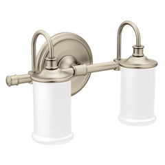 MOEN Moen YB6462BN Belfield 2-Light Up/Down Lighting Bathroom Vanity Light Fixture with Frosted Shades