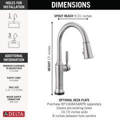 DELTA FAUCET Delta 9184TL-AR-PR-DST Renaldi Kitchen Faucet with Pull Down Sprayer