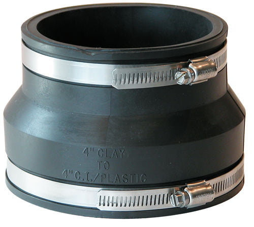 FERNCO Fernco Fernco-1002-44 4 inches x 4 inches Flexible Coupling (Clay to Cast Iron or PVC)