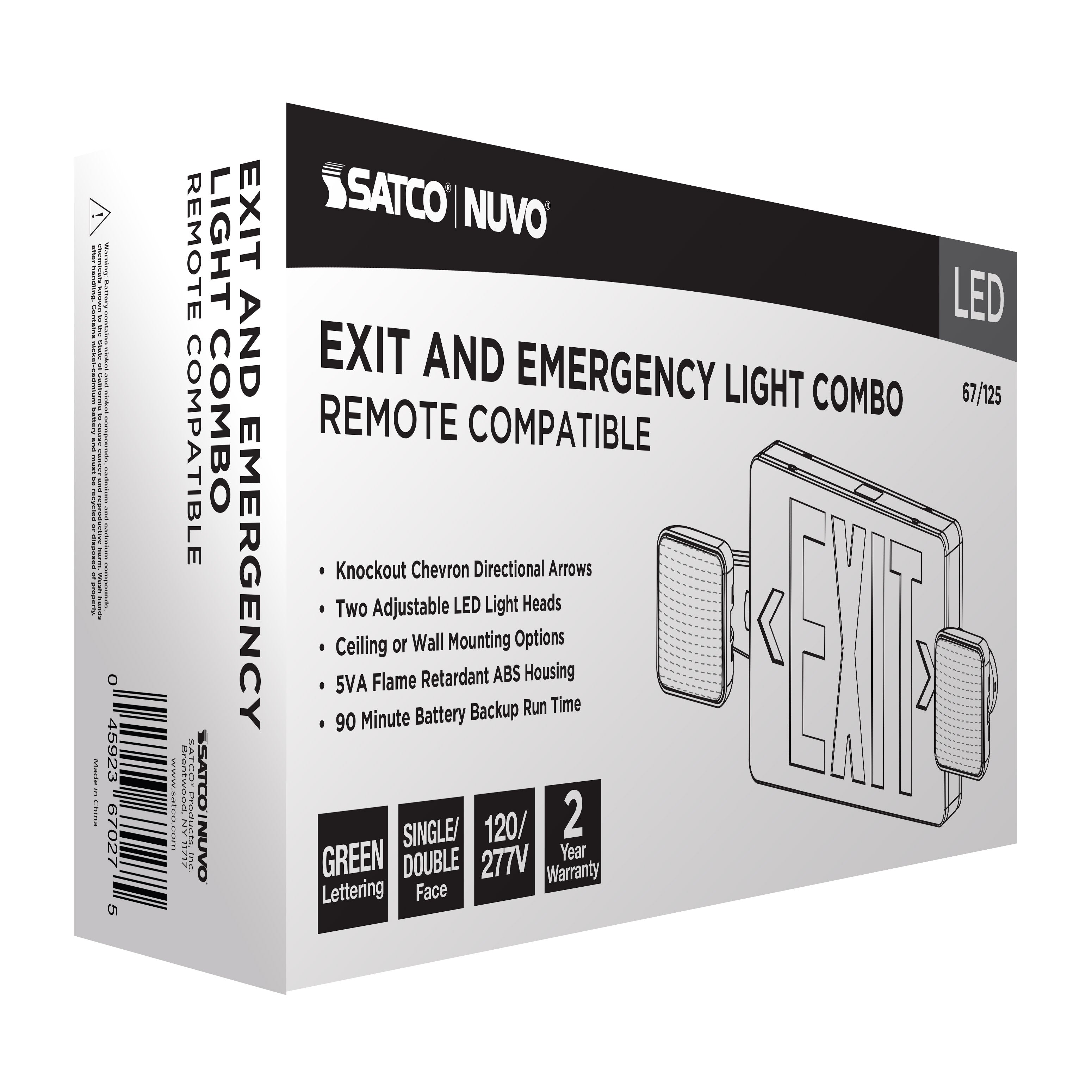 SATCO Satco 67-125 Exit/Light Dh - Green - Rc 3.5W