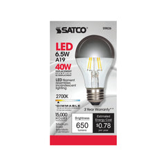 Satco Satco S9826 A19 LED Bulb 6.5W