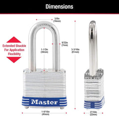MASTER LOCK Master Lock 3TRILF 1-9/16 In Laminated Steel Keyed Padlock (3-Pack)