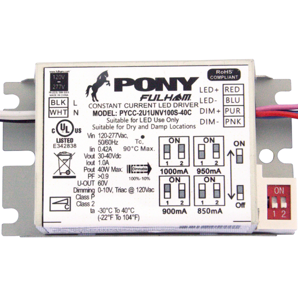 FULHAM Fulham PYCC-2U1UNV100S-40C Pony Compact Constant Current LED Driver 40W