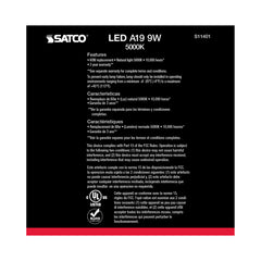 SATCO Satco S11401 A19 LED 9 Watt 5000K 10-Pack