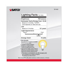 SATCO Satco S11401 A19 LED 9 Watt 5000K 10-Pack