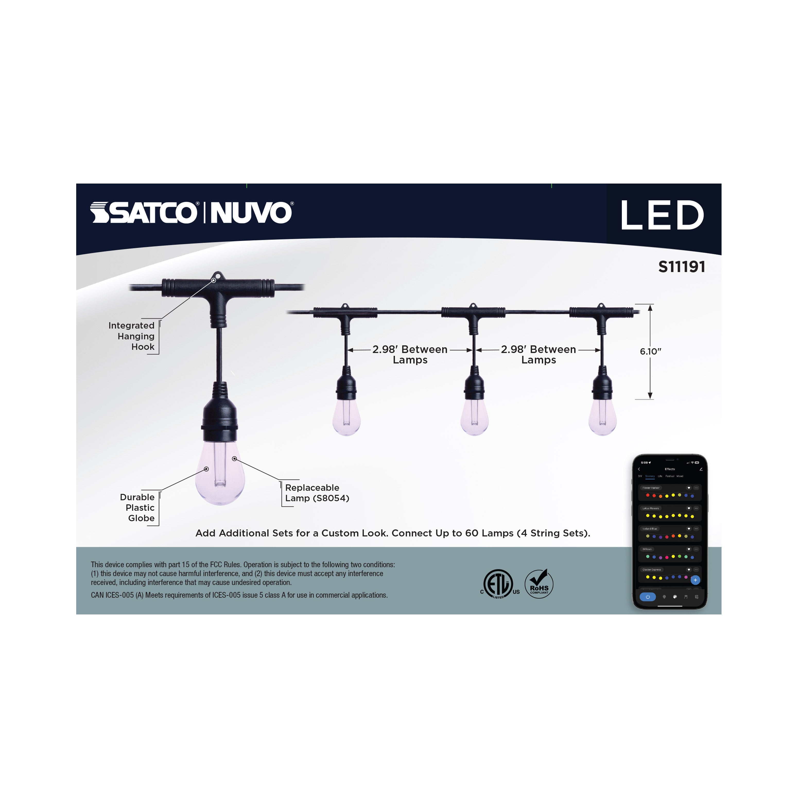 SATCO Satco S11191 LED String Light 48 Foot 9W