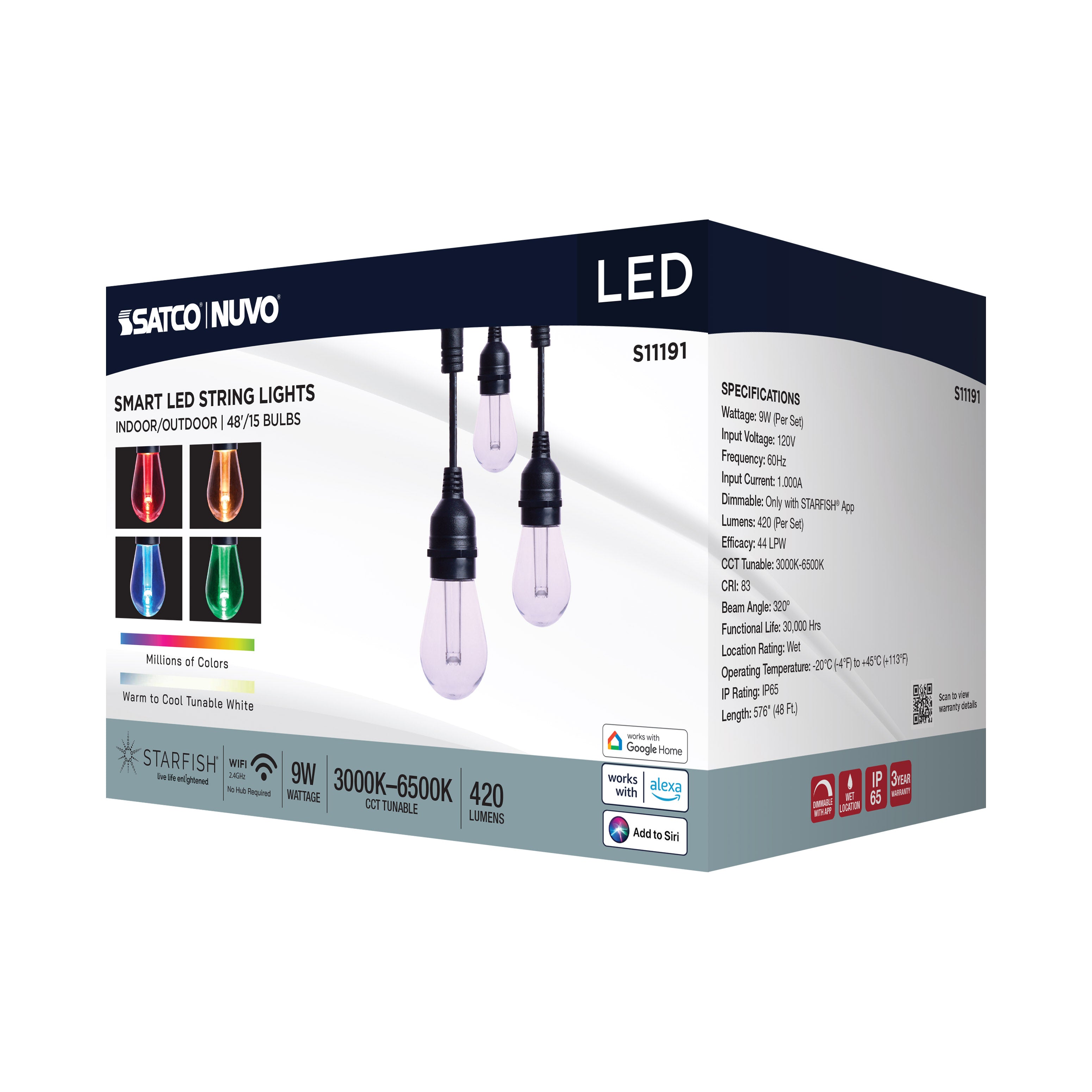 SATCO Satco S11191 LED String Light 48 Foot 9W
