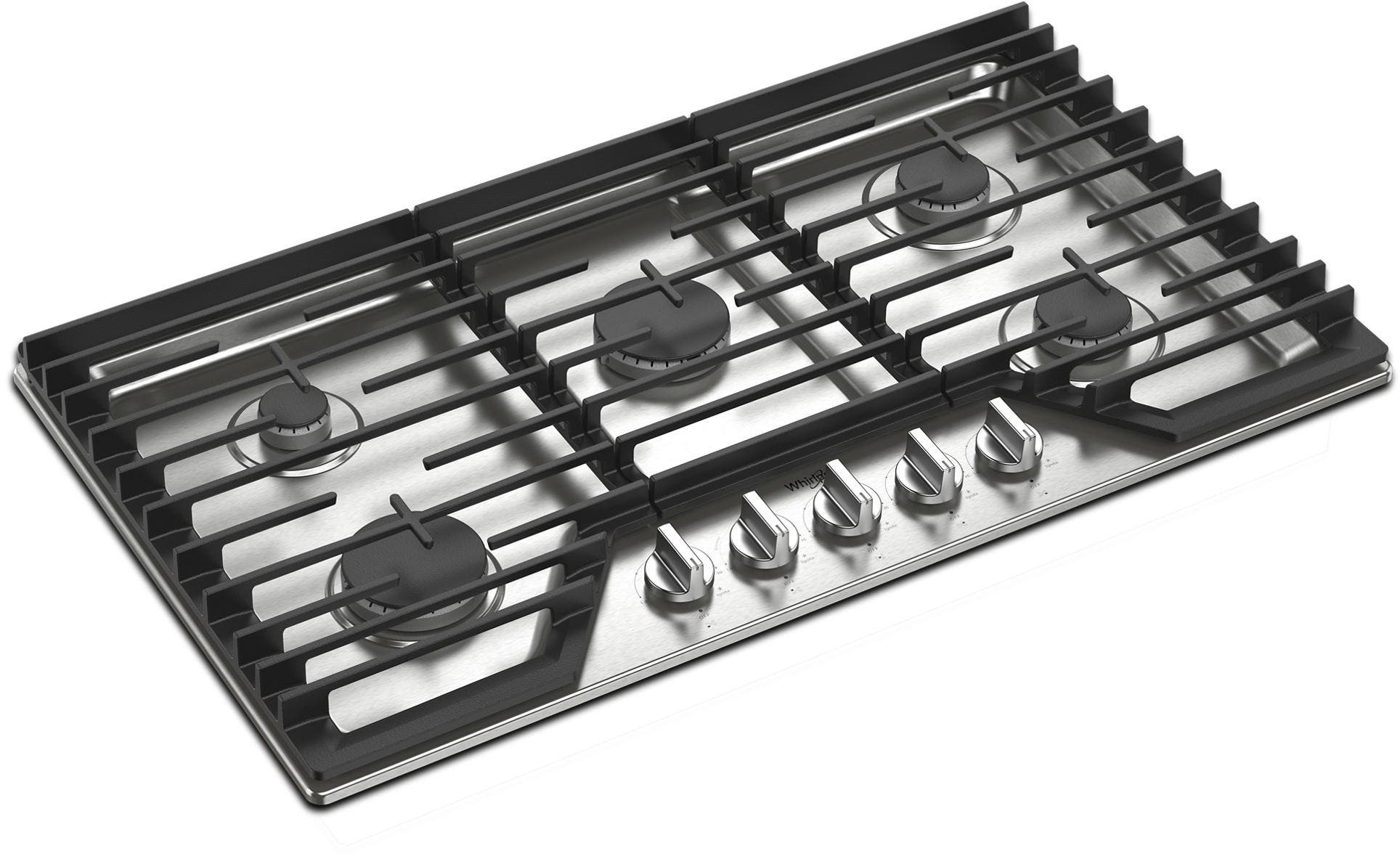 WHIRLPOOL Whirlpool WCGK5036PS 36-inch Gas Cooktop with 5 Burners and EZ-2-Lift™ Hinged Cast-Iron Grates