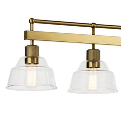 KICHLER Kichler 52404BNB Eastmont 5-Light Brushed Natural Brass Vintage Industrial Shaded Linear Chandelier 50 in.