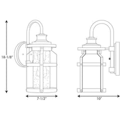 PROGRESS LIGHTING Progress Lighting P560095-103 Haslett Collection One-Light Medium Wall Lantern 100 Watts