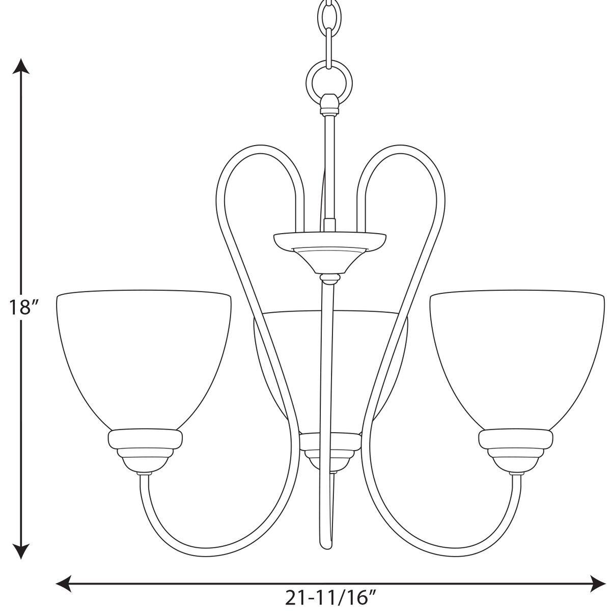 PROGRESS LIGHTING Progress Lighting P4664-20 Heart 18 in. 100 W 3-Light Medium Chandelier