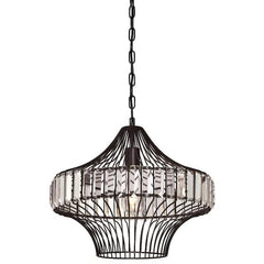 PROGRESS LIGHTING Progress Lighting P500436-009 Latham 100-Watt 1-Light Brushed Nickel Contemporary Pendant with Geometrical Frame