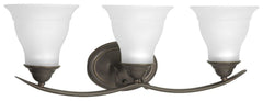 PROGRESS LIGHTING Progress Lighting P3192-20 Trinity 3 Light 100W Vanity Light Fixture with Etched Glass