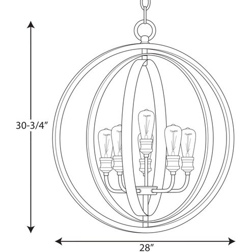 PROGRESS LIGHTING Progress Lighting P500094-141 Conestee 28 in. 360W 6-Light Pendant Light