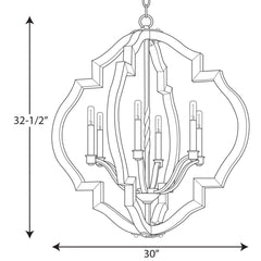 PROGRESS LIGHTING Progress Lighting P4767-71 Spicewood 30 in. 6-Light Candelabra E-12 Base Chandelier 60 W