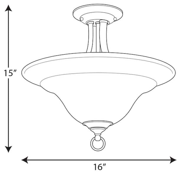 PROGRESS LIGHTING Progress Lighting P3473-09 Trinity 100W 2-Light Medium E-26 Incandescent Semi-Flush Ceiling Light