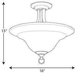 PROGRESS LIGHTING Progress Lighting P3473-09 Trinity 100W 2-Light Medium E-26 Incandescent Semi-Flush Ceiling Light