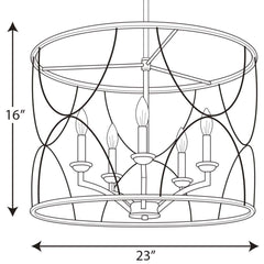 PROGRESS LIGHTING Progress Lighting P400178-134 Landree 23 in. 60W 5-Light Candelabra E-12 Incandescent Chandelier