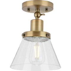 PROGRESS LIGHTING Progress Lighting P500381-163 Singleton 1-Light 14 in. Vintage Brass Medium Pendant Light with Clear Glass Shade