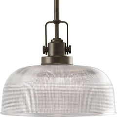PROGRESS LIGHTING Progress Lighting P500381-163 Singleton 1-Light 14 in. Vintage Brass Medium Pendant Light with Clear Glass Shade