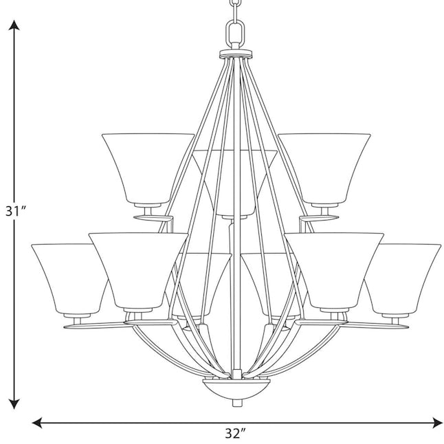PROGRESS LIGHTING Progress Lighting P4625-09 Bravo 9-Light 100W Chandelier